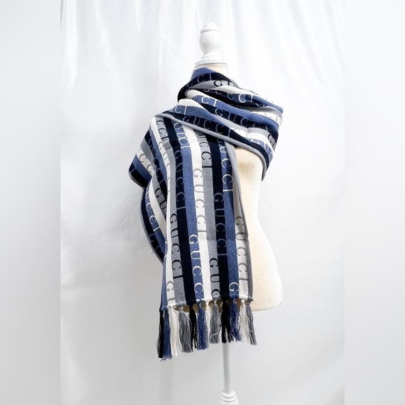 GUCCI Logo Stripe Wool 2021 Scarf w/ Tags - Picture 7 of 13